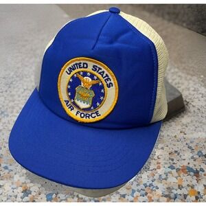Vintage United States Air‎ Force Hat Trucker Cap Blue Mesh USAF Sz M/L Snapback